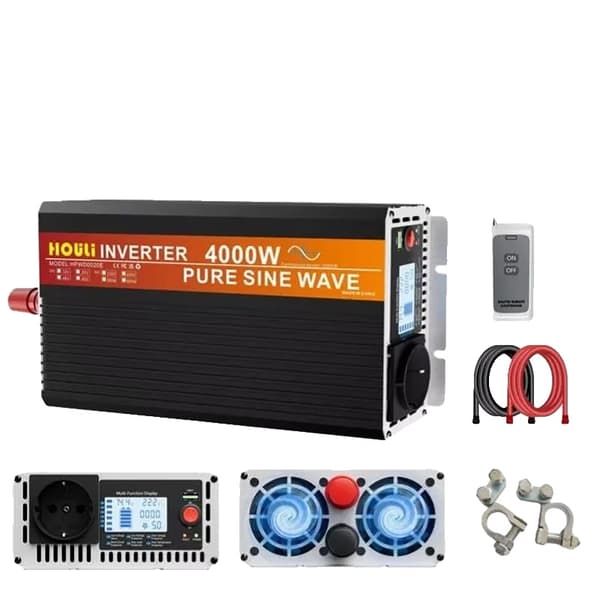 HOULI Inverter, 6000W, Effektiv Energihantering,4000W, 12V-220V