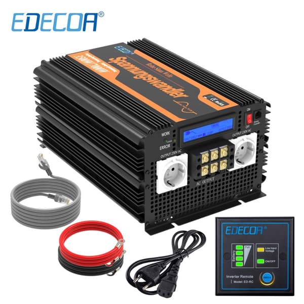 EDECOA UPS Inverter, 3500W Utgång, Ren Sinusvåg,220-240V, TYSKLAND, 12V