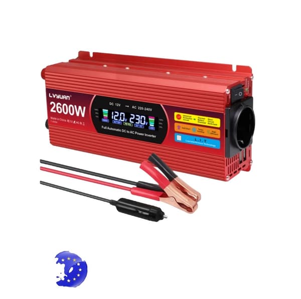 Effektomvandlare, 1500W/2000W/2600W toppkraft, effektiv DC till AC-konvertering,1500W topp svart