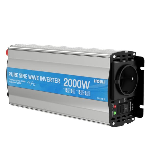 HOULI Puhdas Sinimuotoinen Invertteri, Jatkuva Teho 2000W-6000W, Syöttö 12V/24V,2000W-24V-220V