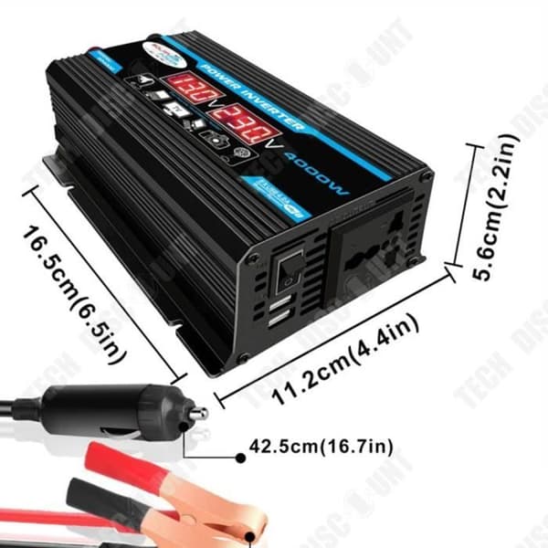 TD® Vehicle Inverter DC12V till AC220V 300W spänningsomvandling smart digital display
