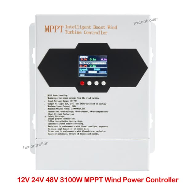 MPPT Ladecontroller, Maksimal Effektudgang 3100W, Automatisk Spændingsdetektion,12V24V48V