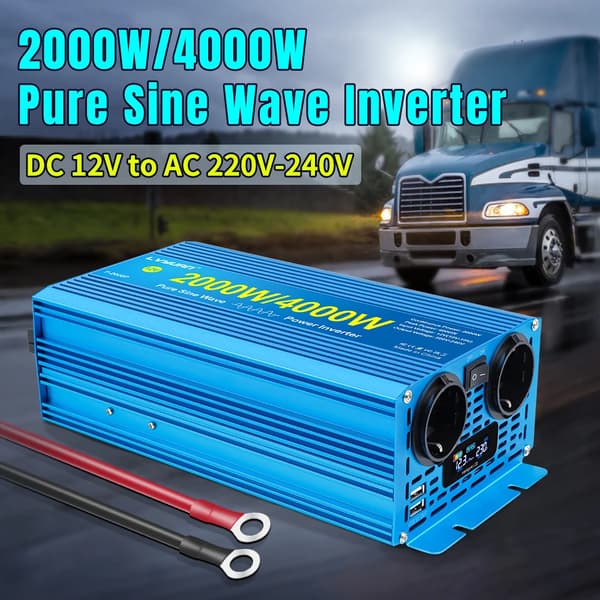 Puhdas sinimuotoinen invertteri, 2000W jatkuva teho, 4000W huipputehon,12V-220V-50hz-EU