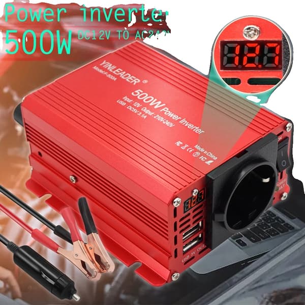 500W Tehoinvertteri, 12V:sta 220V:iin Muunnos, USB-lähtö,12V220V 500W EU