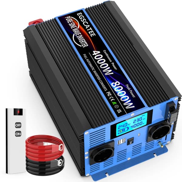 Virta-invertteri, 4000W jatkuva teho, 8000W huipputehon lähtö,24V 230V 8000W EU