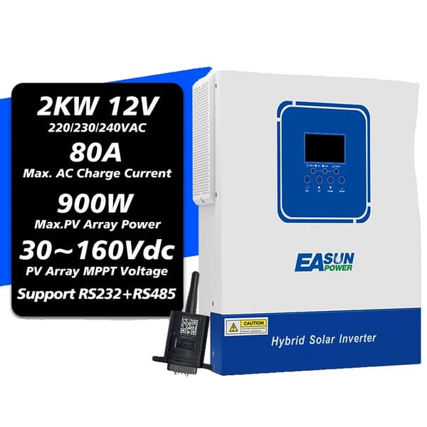Hybrid Solar Inverter, 2KW - 6.2KW kapasiteetti, jopa 120A latausvirta,SMG-II 2K 12V WiFi