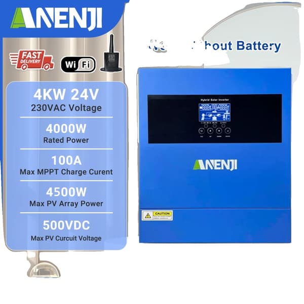 Solomvandlare, 2000W / 4000W Nominell Effekt, Ren Sinusvåg Utgång,4000W-24V Med WIFI