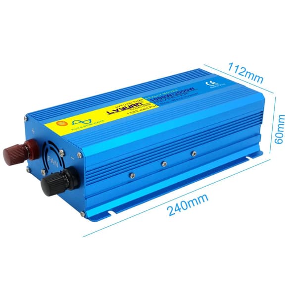 Lvyuan Ren sinusvåg inverter, 1000W kontinuerlig effekt, 2000W topputgång,24V-220V-50hz-EU