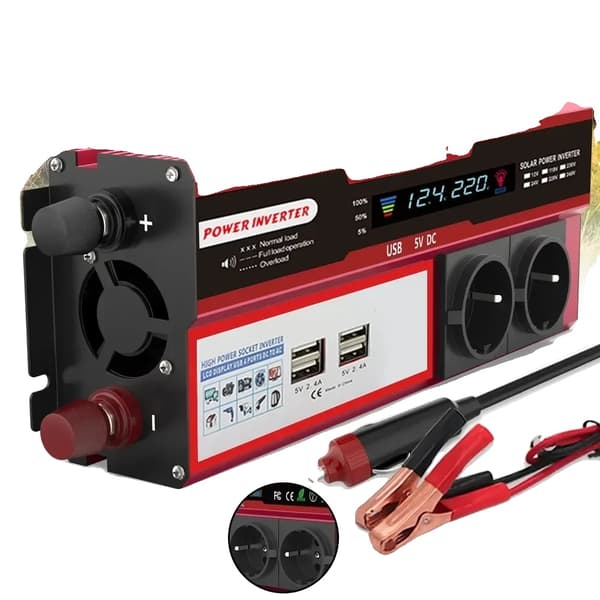 Virta-invertteri, 4000W/3000W Teho, 4 USB-porttia,3000W