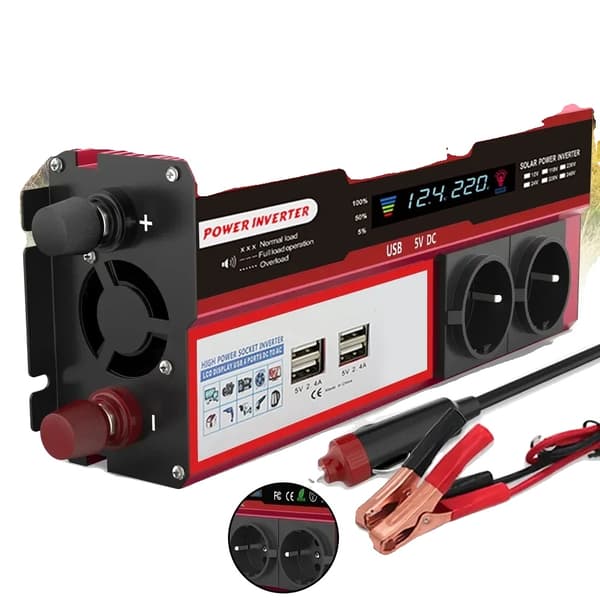 Strømomformer, 4000W/3000W effektudgang, 4 USB-porte,4000W