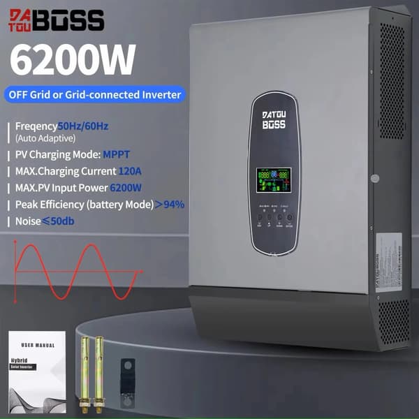 DATOUBOSS Aurinkohybridimuunnin, 6200W Teho, MPPT Lataus,DT4862-6200W, 220-240V, 48V