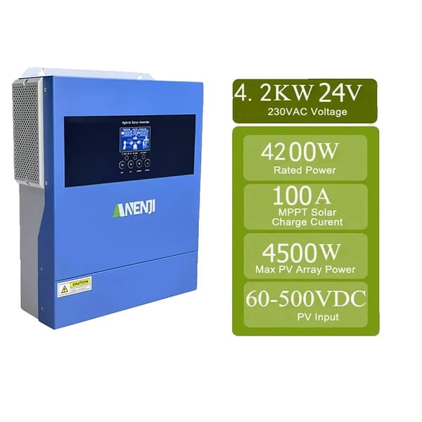 4KW Hybrid Aurinkosäädin, Puhtaan Sinimuotoisen Aallon Ulostulo, Korkea Tehokkuus 98%,ANJ-4000W-24V-WIFI, 24V, 220-240V