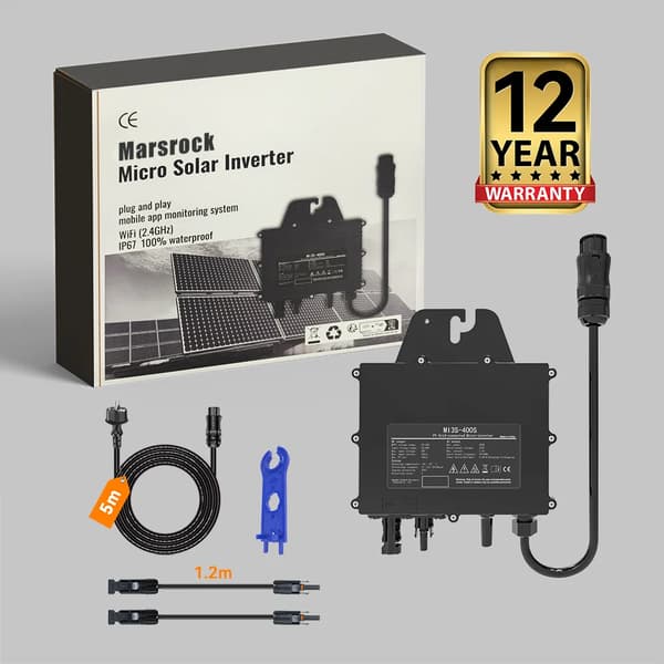 Aurinkoverkkoon liitettävä mikroinvertteri, 400W teho, IP67 vesitiivis muotoilu,AC 230V, 400W Inverter, DC 22-50V