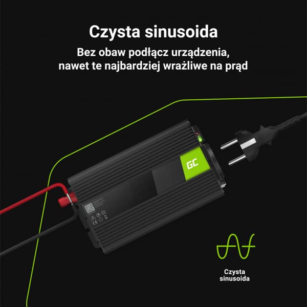 GreenCell-JännitteenmuunninInvertteri24V-230V1000W/2000WPuhdassiniaalto