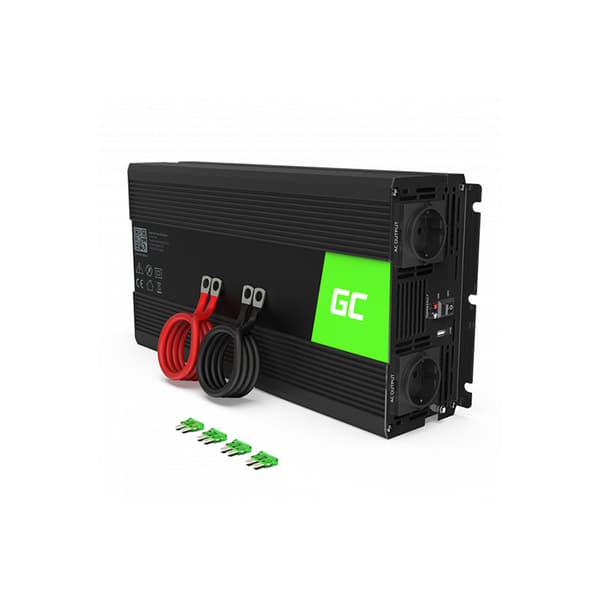 GreenCell-JännitteenmuunninInvertteri12V-230V1500W/3000WPuhdassiniaalto musta