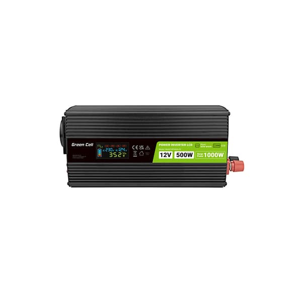 GreenCell-PowerInverterspændingsomformermedLCD-skærm12Vtil230V500W/1000WRensinusbølge