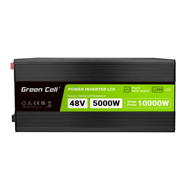 Green Cell - PowerInverter spændingsomformer med LCD-skærm 48V til 230V 5000W/10000W Ren sinusbølge