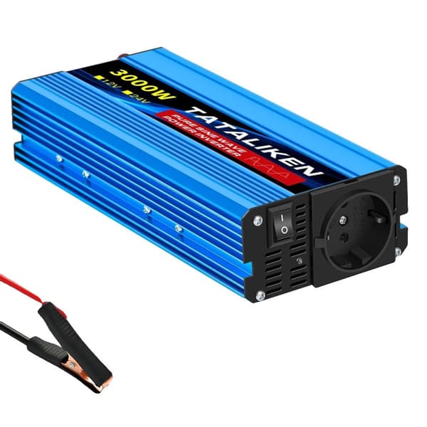 Strøminverter, Ren Sinus Bølge, Indbygget Konverter,12V 3000W 220V EU