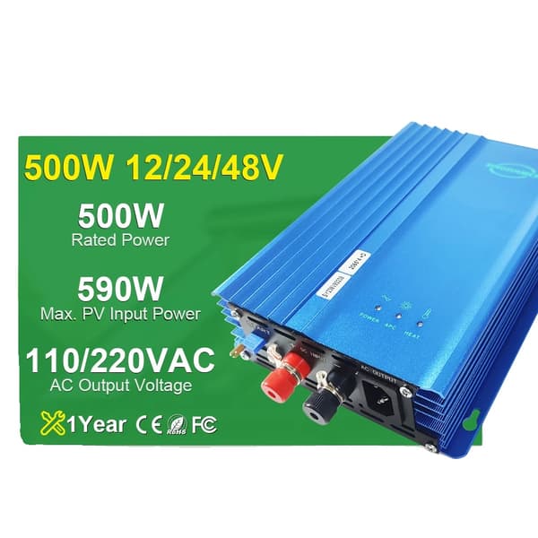 600W Nettilknyttet inverter, høj outputydelse, ren sinuskurveudgang,PV26-45V(24V BAT), 220-240Vac, 500W