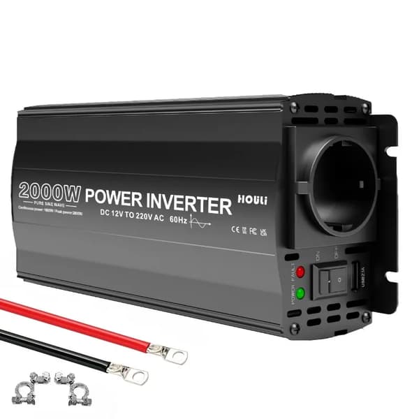 HOULI Strømomformer, Nominel Effekt 6000W, Indgangsspænding DC 12V,2000W-24V-220V-50HZ