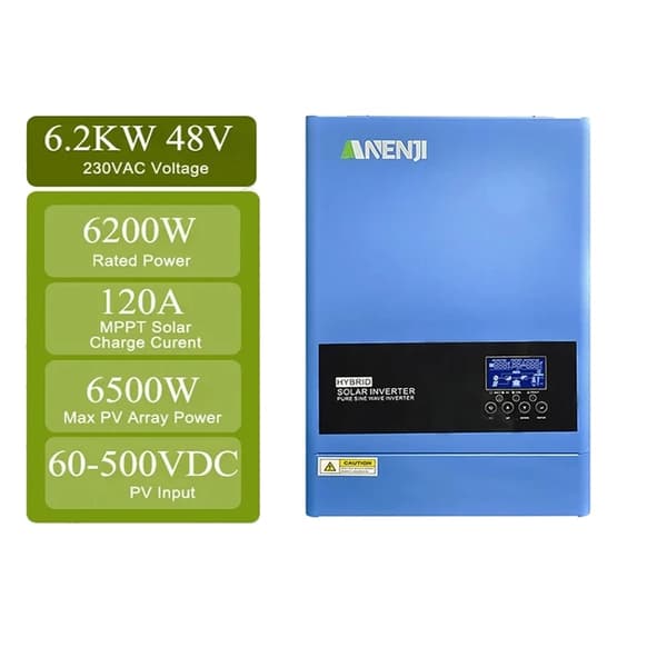 Hybrid sol inverter, 4000W nominel effekt, 100A solopladningsstrøm,ANJ-6200W-48V