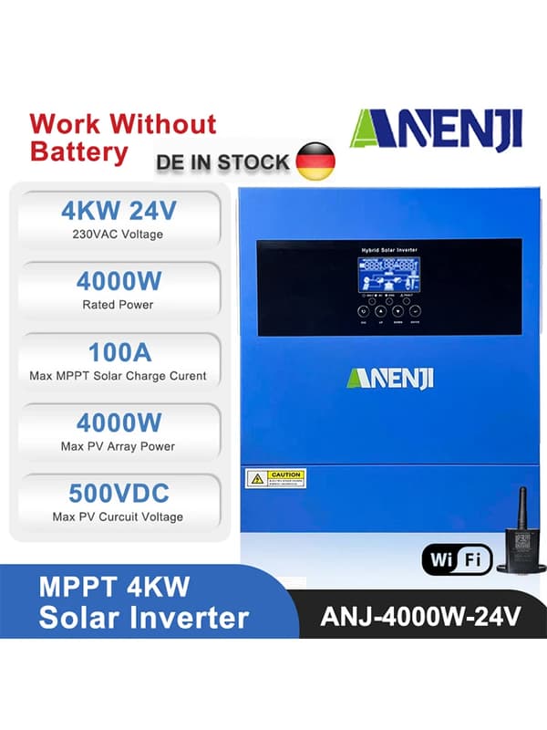 Hybrid Solar Inverter, 6200W Nimellisteho, 120A Aurinkolatausvirta,ANJ-4000W-24V