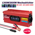 Miniatyrbild 2 av 2: Effektomvandlare, 1500W/2000W/2600W toppkraft, effektiv DC till AC-konvertering,2600W topp röd