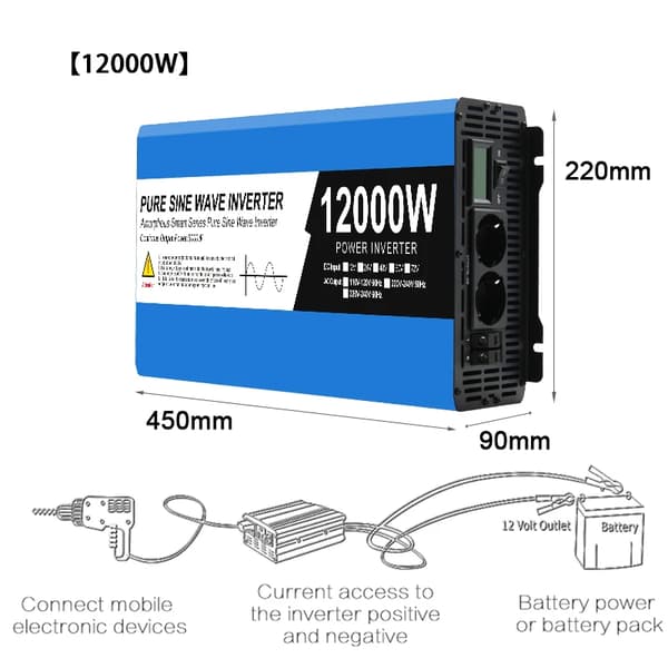 EASUN Power Inverter, 8000W Spids Effekt, Ren Sinusbølge Udgivelse,24V 12000W