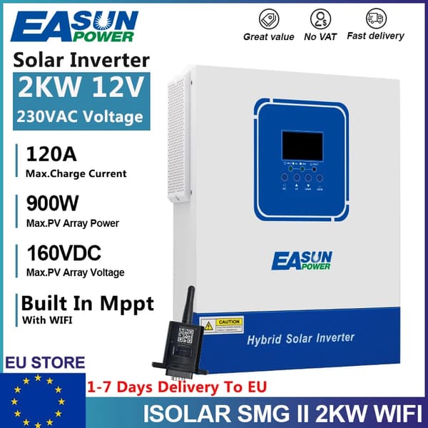 Hybrid sol inverter, 3,2KW til 6,2KW kapacitet, MPPT solcelle laderegulator,SMG-II-2KW-12V-WIFI