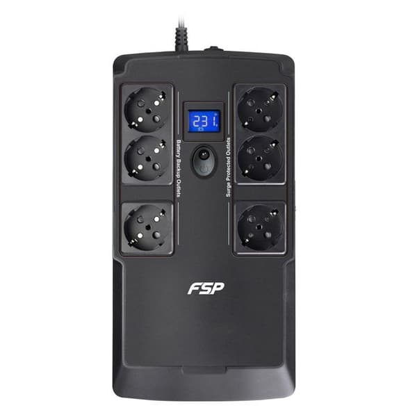 Extern omvandlare - FSP - Nano Fit 800 - 6 uttag - 2 USB-portar + RJ45 Svart