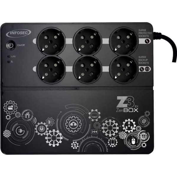 1000VA UPS - Højfrekvensteknologi - 4 beskyttede stikkontakter + 4 stikkontakter med autonomi + RJ 45 (1 IND/1 UD) - Beskyttelse