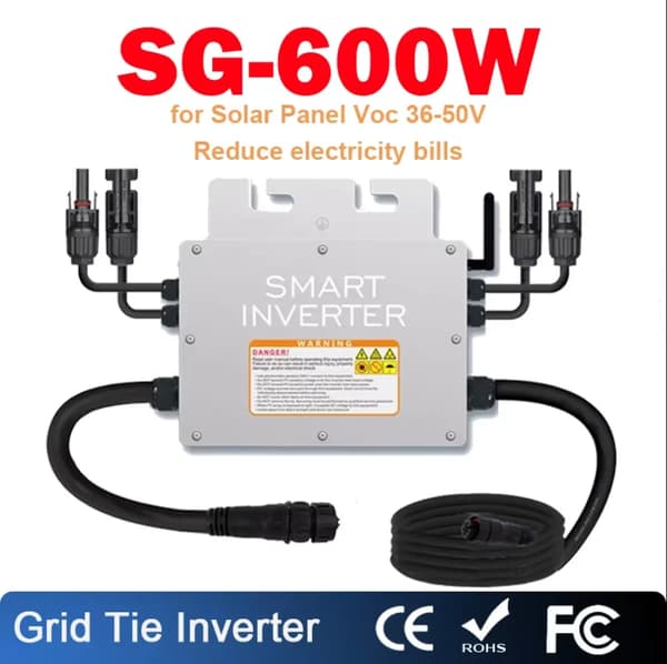 Solomvandlare, 600W maximal ingångseffekt, 95% toppverkningsgrad,SG-600W, 90-250V