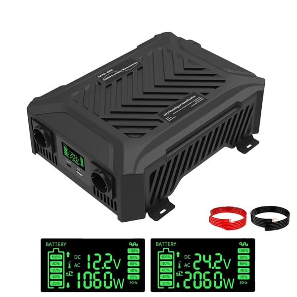 DATOUBOSS Puhdas Sinimuotoinen Invertteri, 1200W - 3000W Teho, 12V/24V Automaattinen Vaihto,TY-PSW4000W-A
