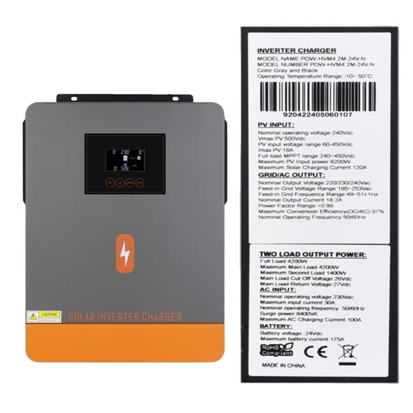 Solenergi Hybrid Inverter, Solopladningsstrøm,4.2KW 24V