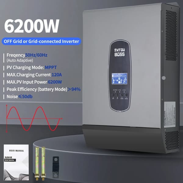 Aurinkosuuntaaja, 5000W - 6200W Teho, MPPT-tekniikka,Ruudukko kytketty 6200W