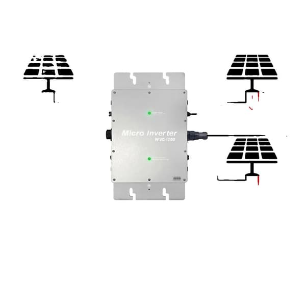 Mikroinvertteri, 1200W Teho, IP65 Vesitiivis Suunnittelu,WVC-1200W-Ei LCD, 22-50V, 180-260VAC