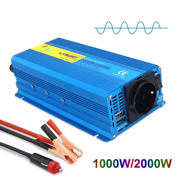 2000W Tehoinvertteri, Puhtaan Sinimuotoisen Aallon Ulostulo, Korkea Tehokkuus,12V-220V-50hz-ET