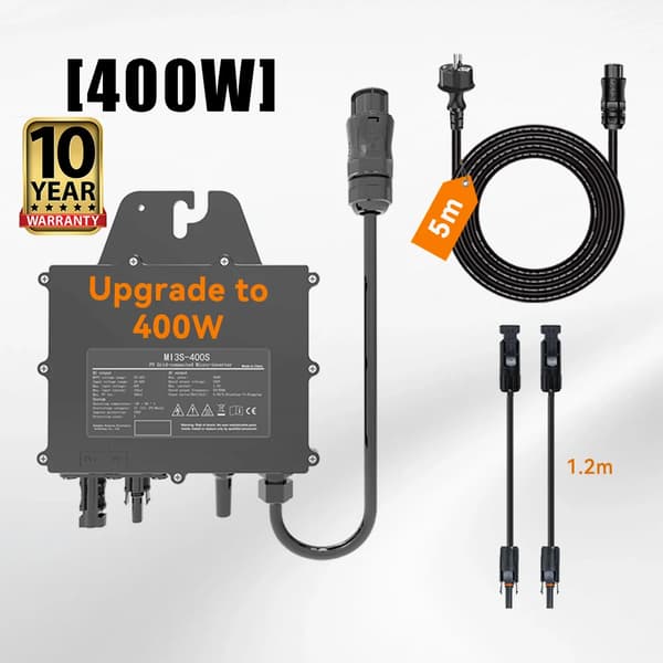 400W Aurinkomikroinvertteri, Huippuvirtaustehokkuus 97,3%, Laaja lämpötila-alue -40℃:sta +65℃:een,AC 230V, 400W Muunnin, DC 22-50V