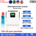 Miniatyrbillede 2 af 2: Hybrid sol inverter, 1000W ren sinuskurve, 80A MPPT opladning,220-240V, 1000W-12VBAT