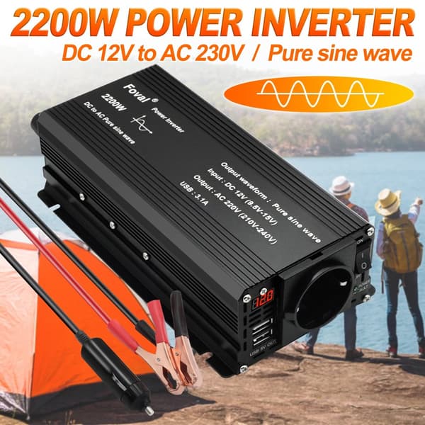 2200W Puhtaan Sinimuotoisen Virran Muunnin, 1100W Jatkuva Teho, USB-lähtö,2200W-12V-220V