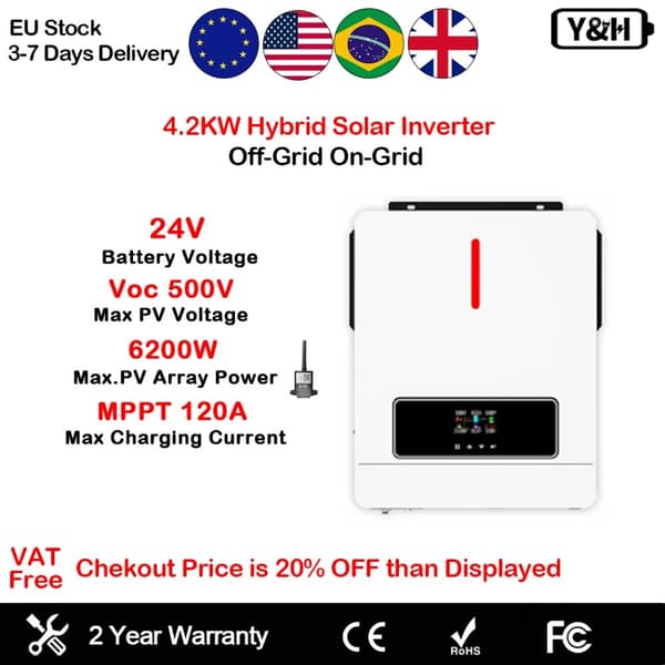 24V Ulostulo, 6200W Maksimiteho, 120A Latausvirta,4200W-24VBAT-Wifi, 220-240V