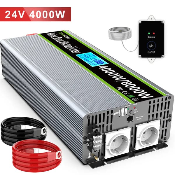 Aurinkosähkön muunnin, puhdas sinimuotoinen lähtö, 4000W jatkuva teho,24V 230 V 4000W