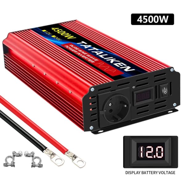 Puhdas sinimuotoinen invertteri, 12V DC - 220V AC, useita tehovaihtoehtoja,4500W 12V