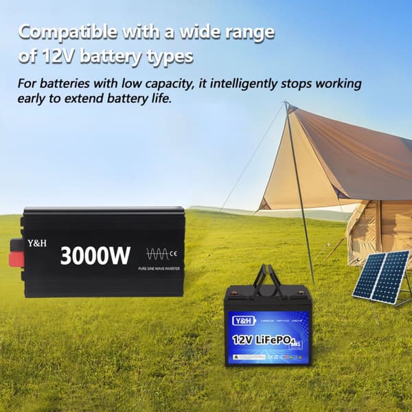 Y&H Off Grid -invertteri, puhdas sinimuotoaalto,220V, 12V AKKU, 3000W