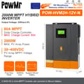 Pikkukuva 2 / 2: Hybrid Solar Inverter, 2KVA Teho, 80A MPPT Lataussäädin,WiFillä, 220-240V, 2KVA 12V