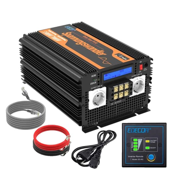 EDECOA UPS Inverter, 3500W Udgange, Ren Sinusbølge,220-240V, TYSKLAND, 12V