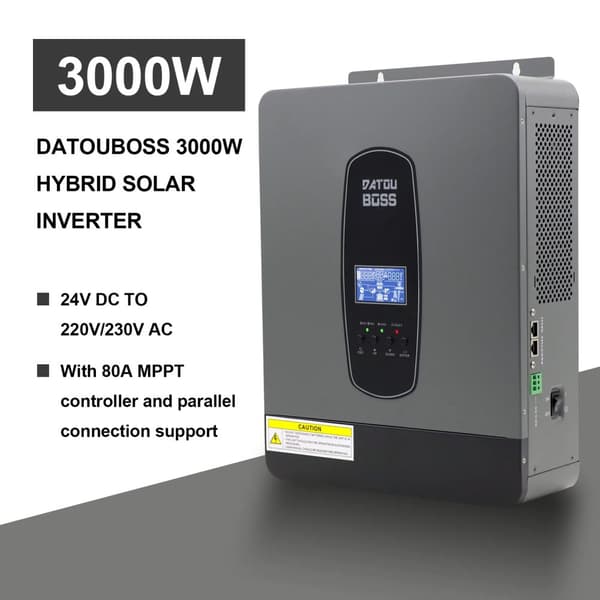 DATOUBOSS Hybrid Solar Inverter, 3000W Teho, Eurooppalainen Pistorasia Tyyppi,SP3000W-24V 50 60Hz