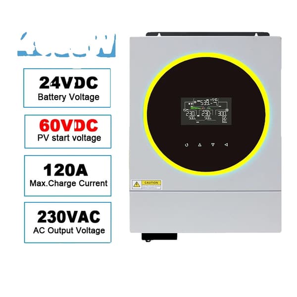 Hybrid Solar Inverter, 4000W Teho, Puhtaan Sinimuotoisen Aallon,4KW 24V BMS WiFi, 220-240V