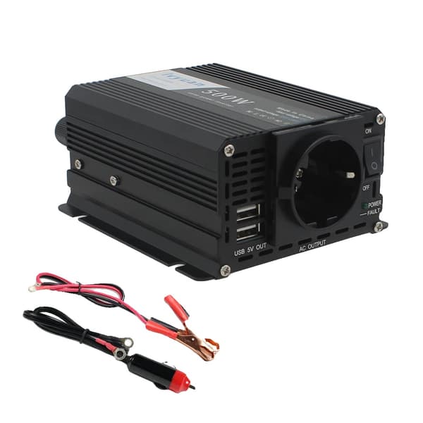 Bilomformer 12V 220V, Flere Strømudgangsmuligheder, Praktisk USB-opladning,12V 220V 500W