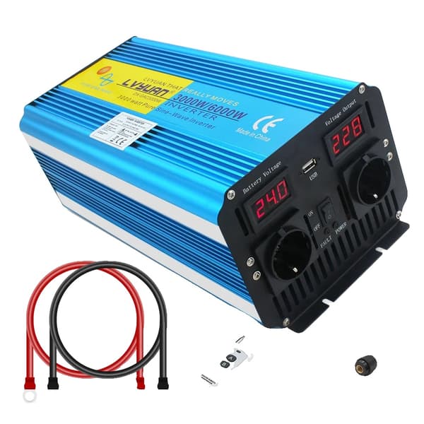 6kW Tehoinvertteri, 3000W Jatkuva Teho, Puhtaan Sinusaaltoinen Ulostulo,24 V 220 V EU, taajuus 50Hz